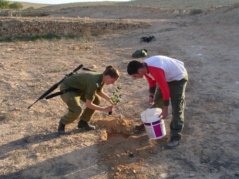 Soldiers Help to Plant New Trees in the Negev - click for Closeup