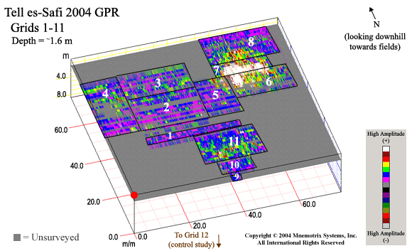 Grids 1-11 in one Super 3D GPR Grid: Tell es-Safi Trench Study