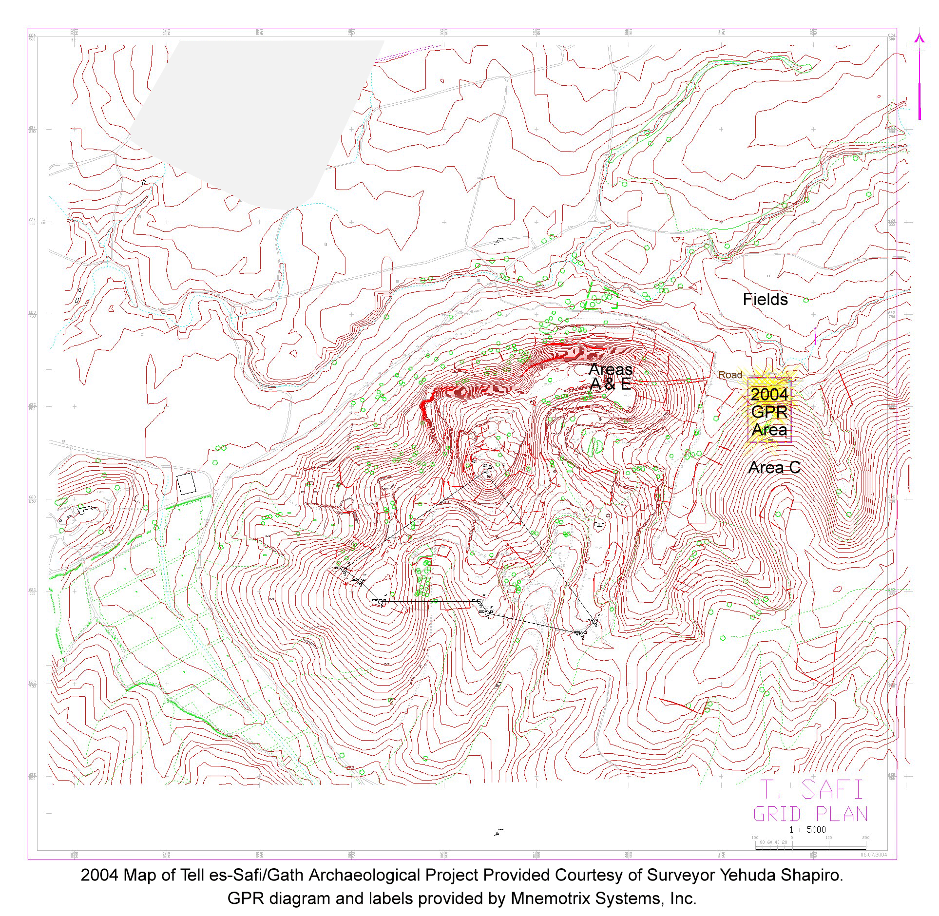 Tell es-Safi Site Map CloseUp